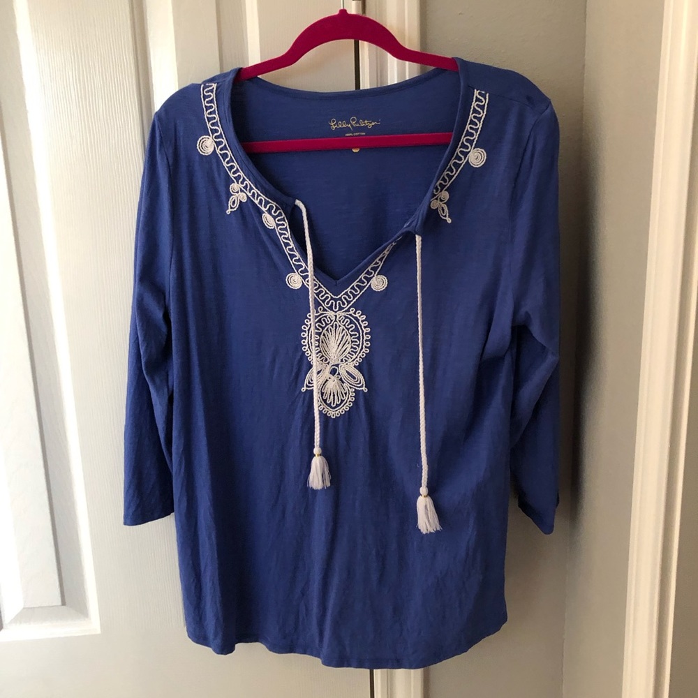 Lilly Pulitzer Holly shirt blue XL white